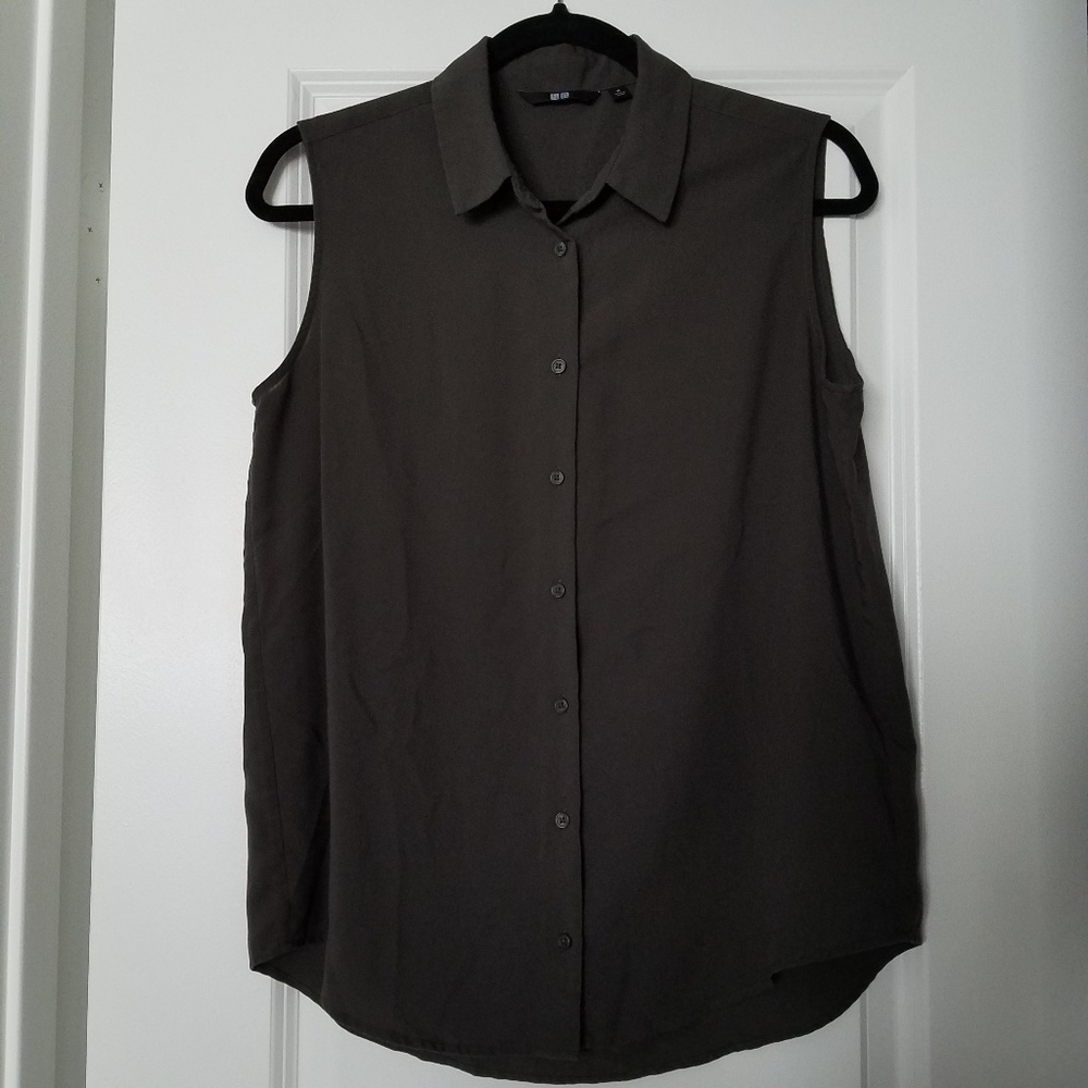 Uniqlo Olive Green Button Down Tank